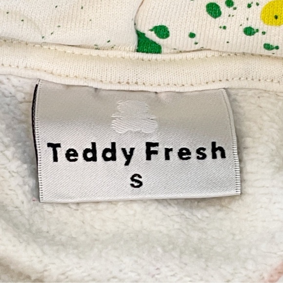 Teddy Fresh Paint Spatter Hoodie Sweatshirt Mens Small White - Picture 10 of 11